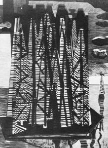 Πετρελαιοπηγή Ι, 1968, ξυλογραφία, 53,3 x 38 εκ.