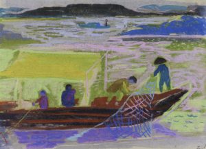 Ψάρεμα στον Γιανγκ Τσε, περ. 1957-62, παστέλ σε χαρτί, 31 x 43 εκ., ιδιωτική συλλογή