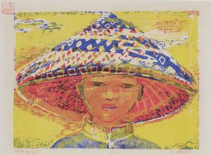Αγόρι με καπέλο, 1956-58, έγχρωμη ξυλογραφία, 17 x 22 εκ.