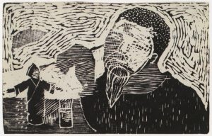 Καλλιτέχνης που φτιάχνει φιγούρες από την όπερα, 1956-58, ξυλογραφία, 10 x 16,5 εκ.